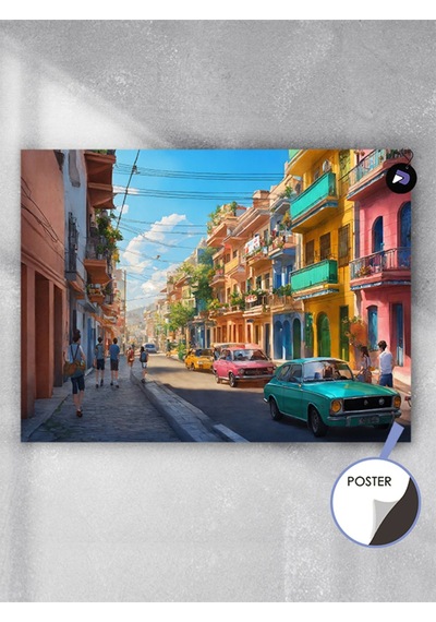Küba Caddeleri Poster - Afiş - Dekoratif Duvar Posteri