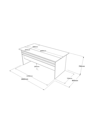 Robinhome Robin Home Berlin A Ofis Çalışma Masası 180Cm*90Cm Kahve-Beton-An Gri