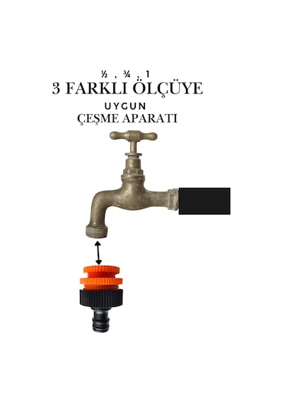 3 Farklı Ölçülü Bahçe Hortum Bağlantı Adaptörü 1/2" - 3/4" - 1" Uyumlu Hortum Eki Musluk Eki Md306 Diğer