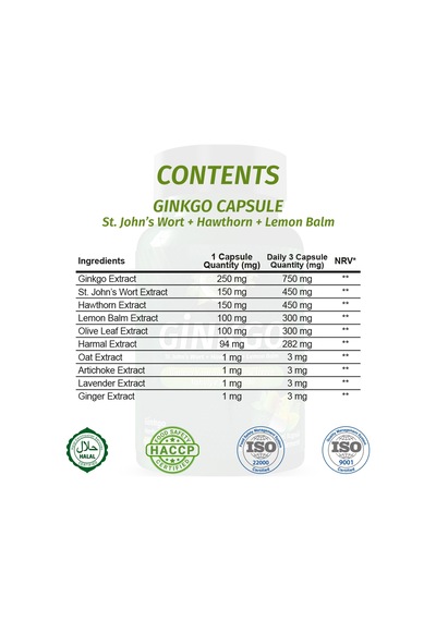 Gökçek Şifa 1000 MG Ginkgo (Ginkgo Biloba Capsule ) 60 Kapsül