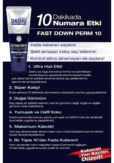 Kalıcı&hızlı Etkili Keratin İçerikli Saç Düzleştirici Krem Dashu For Men Premium Fast Down Perm 10