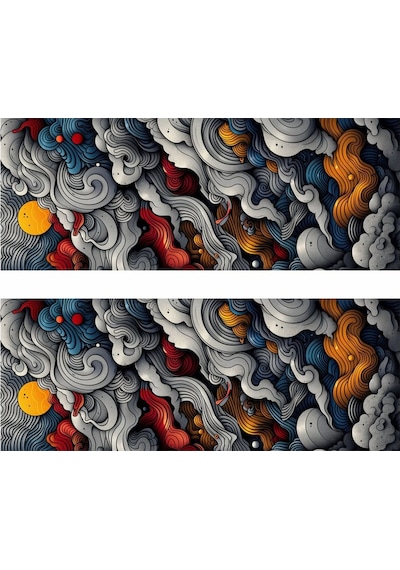 Renkli Bulutlar Baskılı Araç Kapı Direk Kaplama Folyo Sticker 2'li Sağ&sol