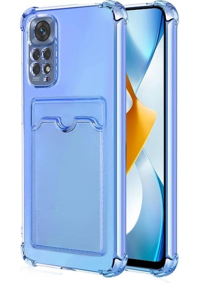 Redmi Note 11 Pro Kılıf Darbe Emici Köşe Korumalı Kartlıklı Cüzdanlı Silikon Kapak Mavi