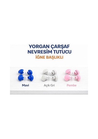 Yorgan Sabitleme Iğnesi Düğmeli Klips Çarşaf Yorgan Kılıfı Sabitleyici Açık Gri
