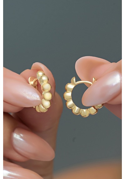 Nereze 925 Ayar Gümüş Gold Kaplama Toplu 15 Mm Halka Küpe