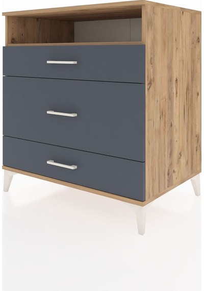 Kronos Şifonyer Tek Raflı 3 Çekmeceli 88x59x96 Çam-antrasit Çam