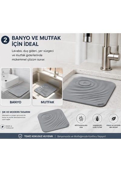 Silikon Kotu Önleyici Mat Mutfak Banyo Koku Önleyici Mat 2adet Çok Renkli
