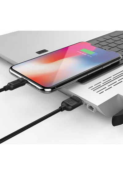 Recci RCL-P100 City of Sky Serisi 1 M Lightning USB-A Data ve Şarj Kablosu Siyah