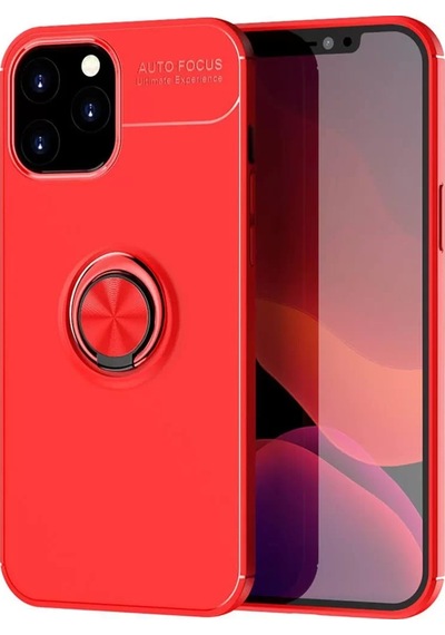 Newface Apple İphone 12 Pro Max Kılıf Range Yüzüklü Silikon - Kırmızı