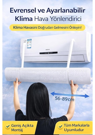 Kenly Split Klima Hava Yönlendirici 58-105 Cm Ayarlanabilir Rüzgar Kırıcı Çarpma Önleyici Aparat Diğer