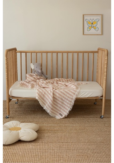 Zeypba 4 Katlı Müslin Örtü Pembe Çizgili 110x110 CM Bebek & Çocuk İçin % 100 Pamuk Pembe Melanj
