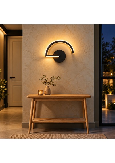 Oliva Şarjlı Modern Led Duvar Apliği Günışığı Taşınabilir Usb Siyah