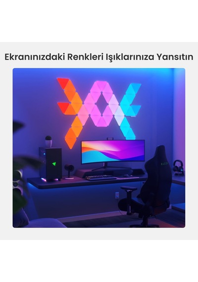 Nanoleaf Üçgen Akıllı Rgbw Duvar Paneli Genişletme Paketi App Kontrollü, 3 Parça, Beyaz, Google Home RGB