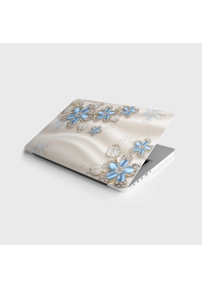 Laptop Sticker Notebook Pc Kaplama Etiketi Turkuaz Çiçek