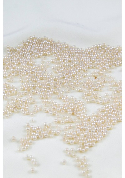 Bej 3 Mm Plastik İnci Boncuk Takı Aksesuar Malzemesi 25 Gr