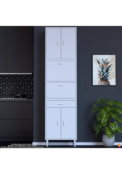Modilayn Ece Kapaklı Çekmeceli Çok Amaçlı Kiler Dolabı - Mutfak Ve Kahve Köşesi 65 Cm Beyaz Modilayn Ece Kapaklı Çekmeceli Çok Amaçlı Kiler Dolabı - Mutfak Ve Kahve Köşesi 65 Cm Beyaz