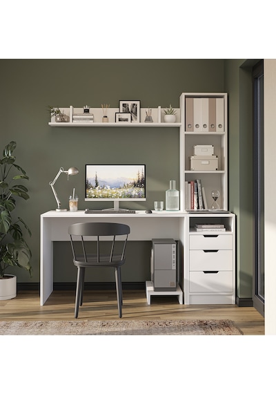 Mode Kitaplıklı Çalışma Masası , Bilgisayar Masası, Çekmeceli Çalışma Masası, Çalışma Ofis Masası Mat Beyaz Mode Kitaplıklı Çalışma Masası , Bilgisayar Masası, Çekmeceli Çalışma Masası, Çalışma Ofis Masası Mat Beyaz