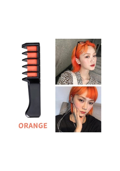 Rengarenk Saç Boyama Tebeşiri - Mini Taraklı Konsept Saç Boyama Seti Hair Chalk Turuncu