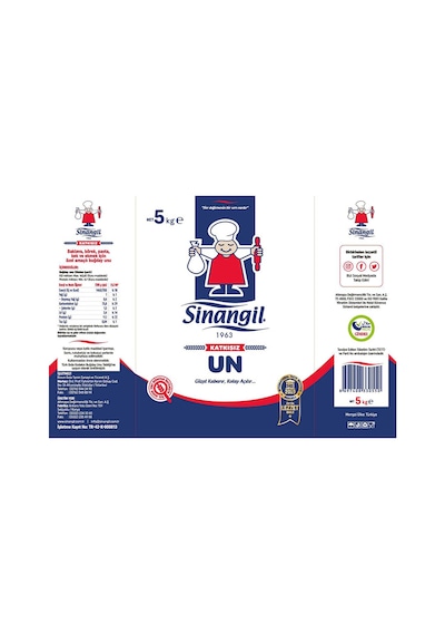Sinangil Un 5 Kg Çok Amaçlı Buğday Unu, Ev Ve Profesyonel Kullanım