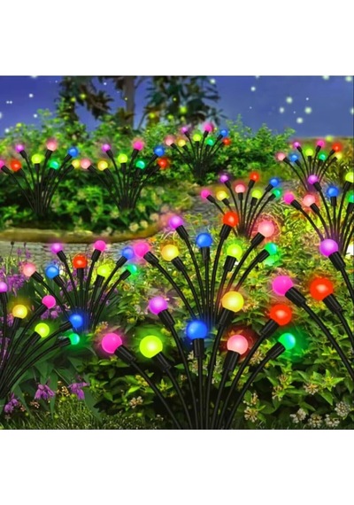 2 Adet Güneş Enerjili Rgb 8 Top Çok Renkli Ateş Böceği Led Bahçe Aydınlatma Solar Bahçe Süsü Diğer