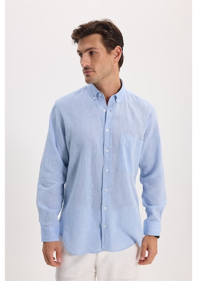 Tudors Erkek Regular Fit Klasik Kesim Oversize Pamuklu Keten Doku Düğmeli Yaka Mavi Gömlek-42585 Tudors Erkek Regular Fit Klasik Kesim Oversize Pamuklu Keten Doku Düğmeli Yaka Mavi Gömlek-42585