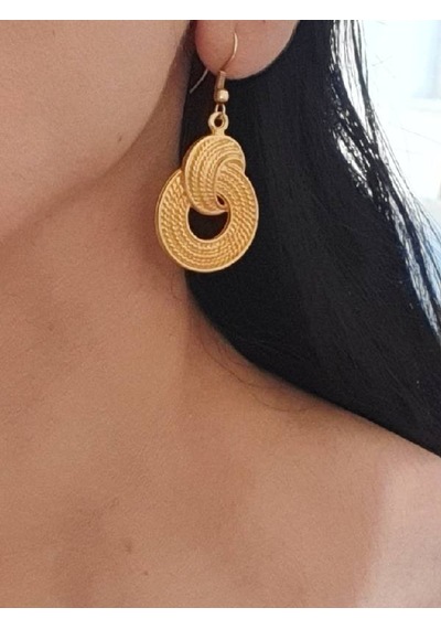 Kadın Altın Renk Kaplama Antik Çelik Sallantılı Hası Örgü Sallantılı Küpe Gold