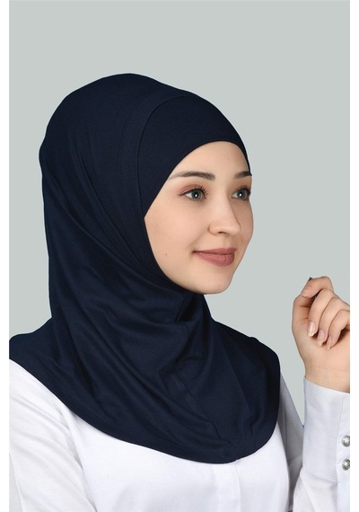 Altobeh İkili Set Pratik Eşarp Hazır Türban ve Hijab Tesettür Bonesi - Lacivert