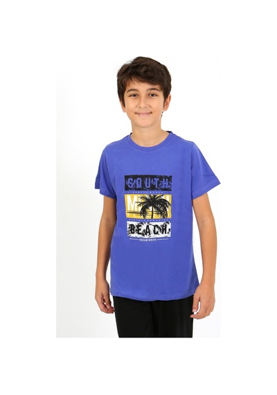 Akbeniz Erkek Çocuk Kısa Kol Penye Pijama Takım 20758 Saks
