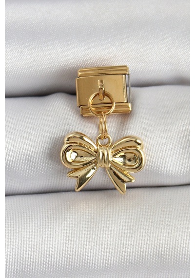 316l Çelik Sallantılı Fiyonk Model Gold Renk Nomination Charm Gümüş