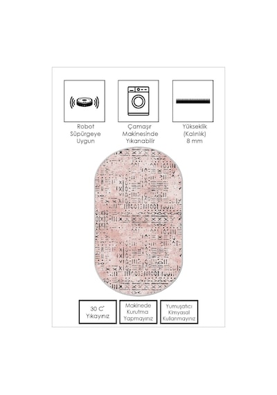 West Home Dijital Baskı Yıkanabilir Kaymaz Taban Oval Mutfak Halısı Salon Halısı Ve Yolluk Wh 548 Rose Oval