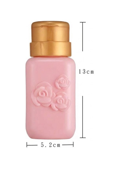 Çiçek Desenli Pompalı Sıvı Şişesi Aseton Cleanser Şişesi Pembe 200ml