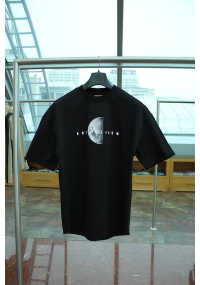 Wild Wood Garment Wild Wood "lunar Moon" Kabartılı Baskılı Premium Oversize T-shirt Siyah