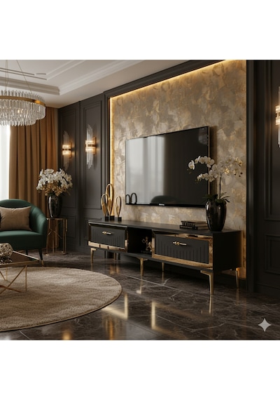 Tsa1503ag - Tunatv150 Tv Stand, Tv Sehpası Antrasit-gold 150cm