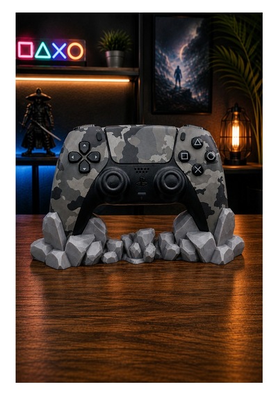 Veriqo 3d Ps5 Uyumlu Gamepad Standı Kristal Tasarımlı Oyun Kolu Tutucu Masaüstü Controller Standı Gri