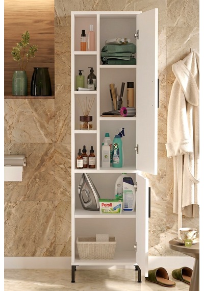 Yurudesign Vitale Çok Amaçlı Dolap Banyo Dolabı Beyaz Vı2-W Beyaz