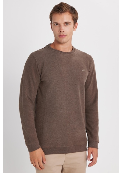 Tudors Erkek Slim Fit Dar Kesim Pamuklu Selanik Kumaş Bisiklet Yaka Kahverengi Sweatshirt-35777 Kahverengi Tudors Erkek Slim Fit Dar Kesim Pamuklu Selanik Kumaş Bisiklet Yaka Kahverengi Sweatshirt-35777 Kahverengi