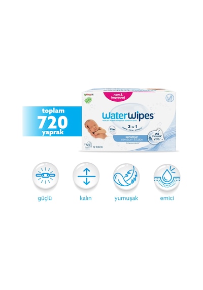 Waterwipes Bio Yenidoğan Islak Mendil 12x60 Adet 720 Yaprak 12'li Set