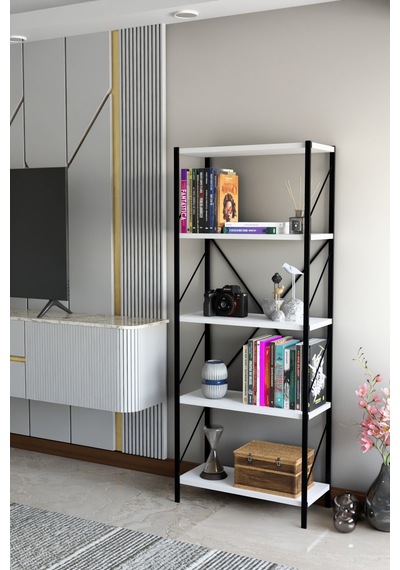 Titan Kitaplık Dekoratif Çok Amaçlı Raf Ofis Salon Raf Kitap Standı 150cmx60cm Beyaz Titan Kitaplık Dekoratif Çok Amaçlı Raf Ofis Salon Raf Kitap Standı 150cmx60cm Beyaz