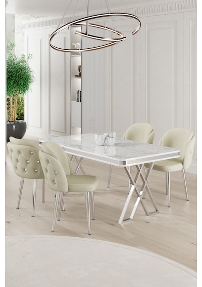 Canisa Rigel Serisi 80x130 Lak Panel Beyaz Mermer Desen Masa Takımı Krom Ayaklı 4 Krem Sandalye Beyaz Mermer Desen Masa Sandalyeler Krem Canisa Rigel Serisi 80x130 Lak Panel Beyaz Mermer Desen Masa Takımı Krom Ayaklı 4 Krem Sandalye Beyaz Mermer Desen Masa Sandalyeler Krem