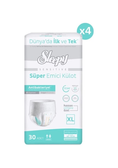 Sleepy Sensitive Antibakteriyel Emici Külot Xlarge 30x4 120 Adet XL
