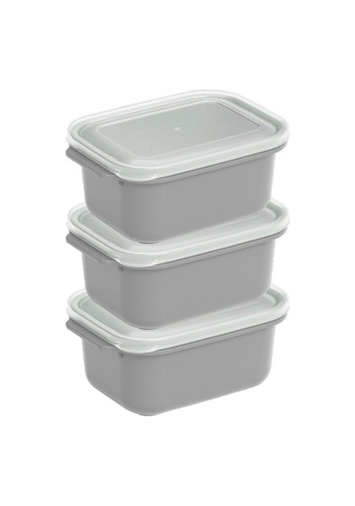 Dörtgen Plastik 3'lü Saklama Kabı 500 Ml Şeffaf Kapak Çok Renkli