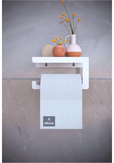 Metal Modern Raflı Tuvalet Kağıtlık Telefon Ve Aksesuar Askılı Wc Peçete Tutucu Beyaz Diğer