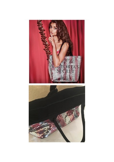 Victoria's Secret Vs İkonik Desen Pembe Gümüş Pullu Payet İşlemeli Carryall Tote Pembe Victoria's Secret Vs İkonik Desen Pembe Gümüş Pullu Payet İşlemeli Carryall Tote Pembe