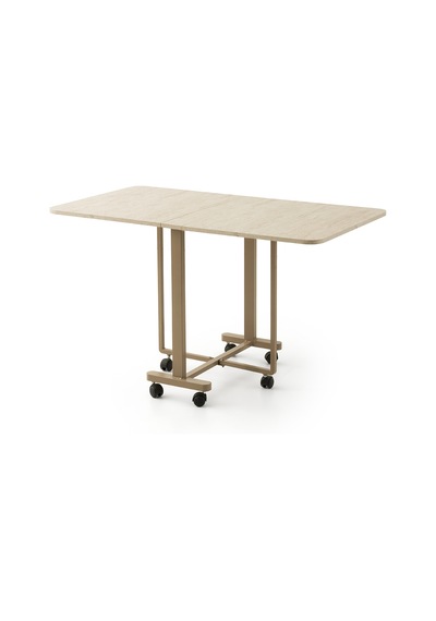 Katlanır Metal Tekerlekli Ayak Masa, Traverten, 70x10 Diğer
