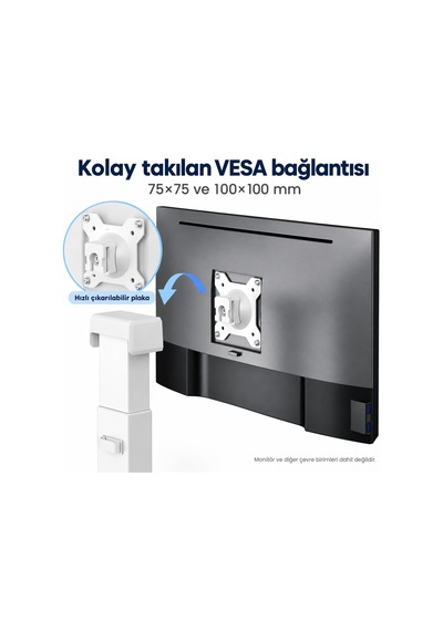 Npo Std8301 Yüz Algılayıcılı Otomatik Ayarlı 17-27" 10kg Kablosuz Şarjlı Vesa Tek Monitör Tutucu