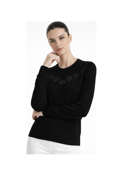 Mısırlı Ajur Detaylı Kadın Kazak W25w-p020 - Siyah
