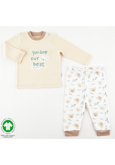Motherlove %100 Organik Bebek Pijama Takımı 3 - 36 Ay Bej