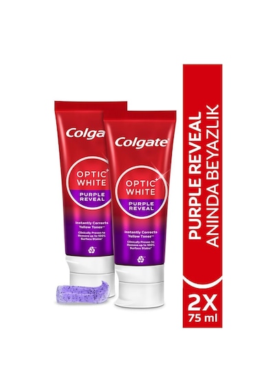 Colgate Optic White Purple Reveal Beyazlatıcı Diş Macunu 2 x 75 ML