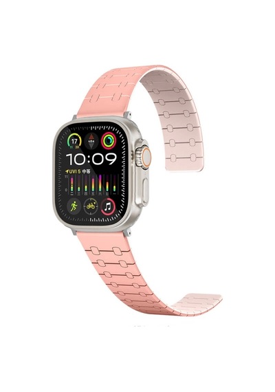 Apple Uyumlu  Watch 10 Serisi 46mm Redclick Krd-111 Çizgili Desenli Silikon Kordon