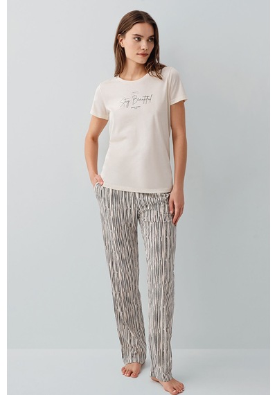 Pierre Cardin Kadın Krem Pijama Takım Krem